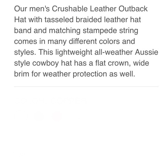 Weatherproof Crusher‎ Cooper Outback Leather Hat Large XL - Picture 14 of 16